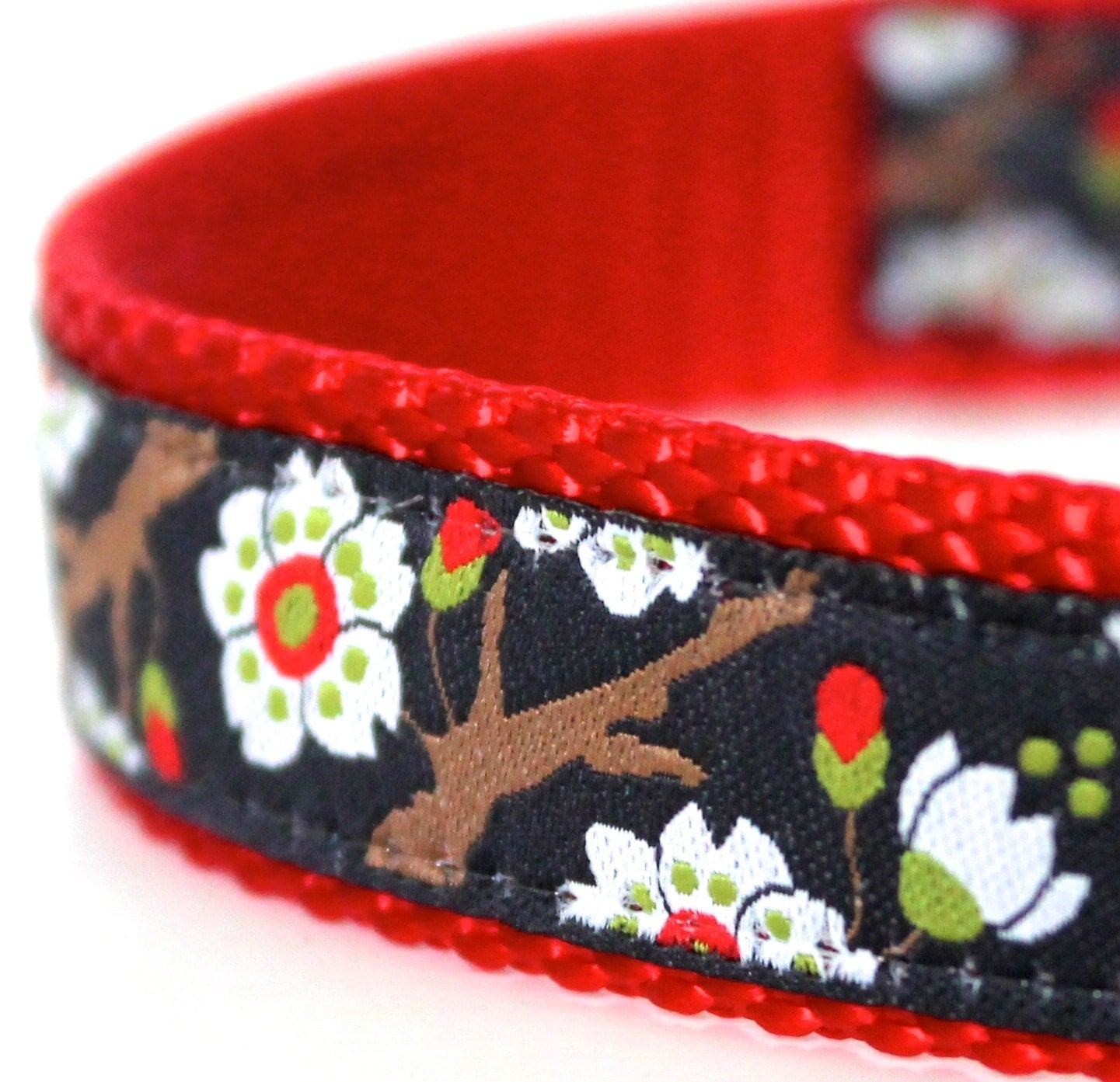 Cherry Blossoms Navy Dog Collar Adjustable Flower Dog