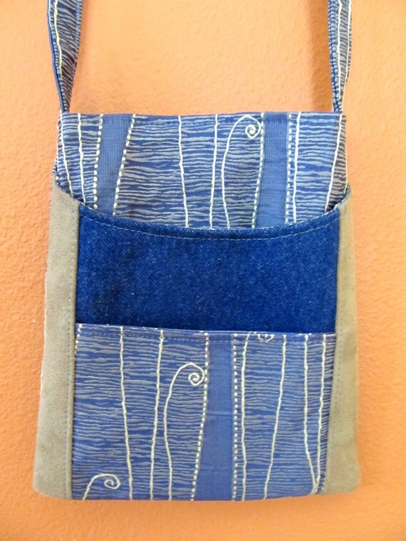 Items similar to Portland 1448E Blue Upholstery Fabric With Up Cycled