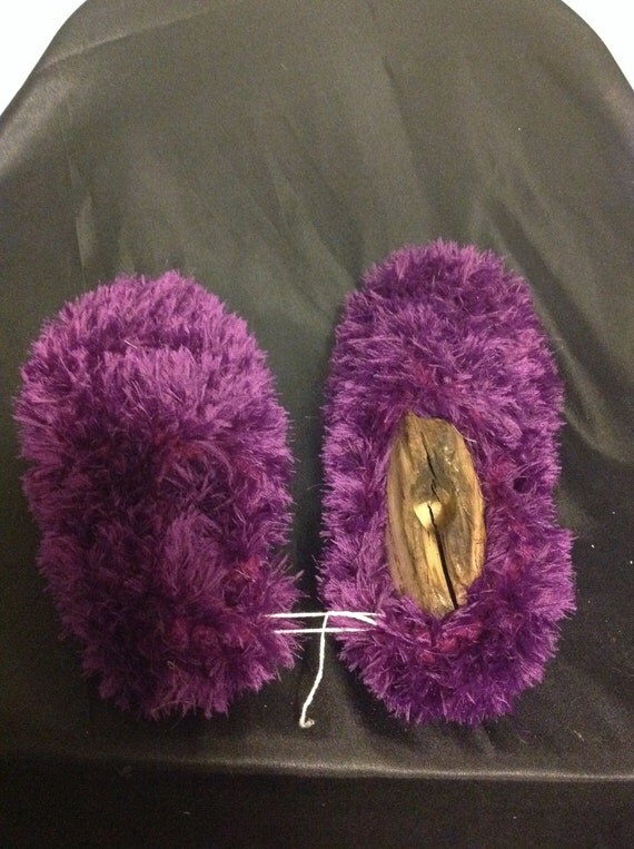 womens purple fuzzy slippers