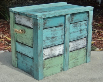 Wooden Crate, Beach-y Box, Blanket Chest, Beach House Furniture