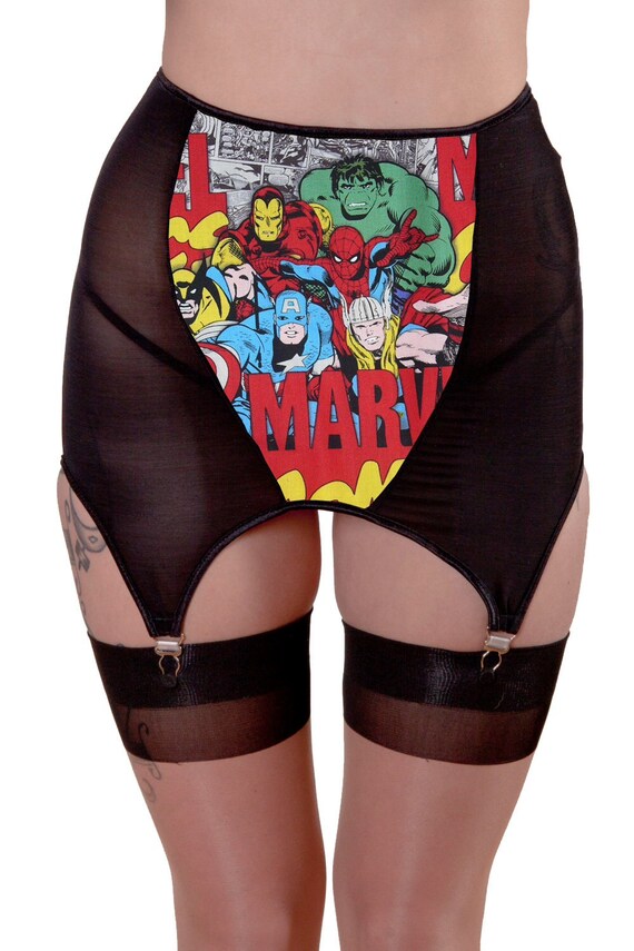 Marvel Superhero Lace Up Powernet Garter Belt