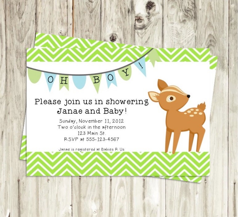 Woodland Animals Baby Boy Shower Invitation by PikNikDesign