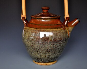Large Ceramic Teapot Burgundy Wheat Teapot. Pottery Stoneware A