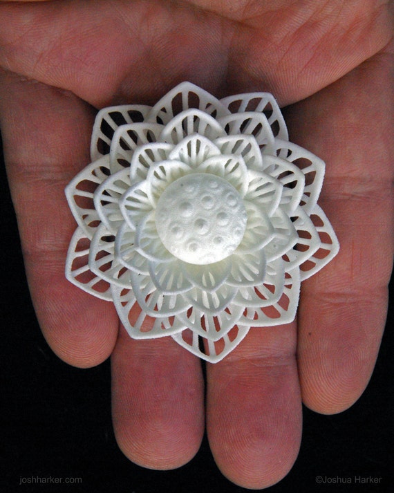  3D  Printed Filigree Thank You Lotus Flower 