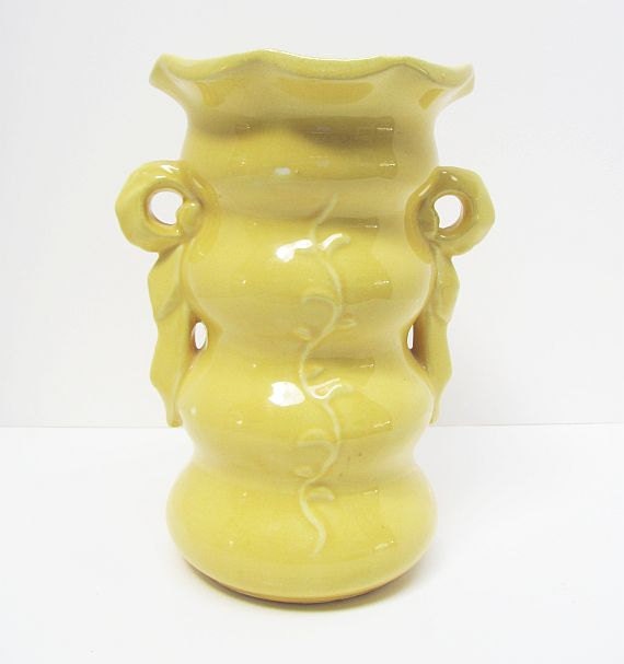 McCoy Pottery Vase Tall Yellow McCoy Pottery Vase