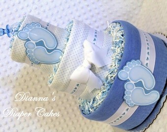 Feet Baby Diaper Cake Select PINK BLUE or PURPLE Shower Gift or Centerpiece