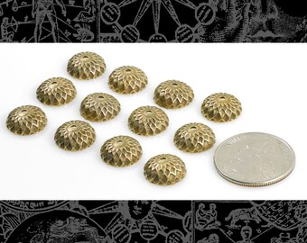 Antique Brass Acorn Bead Caps, Set of 12 * AB-BC01