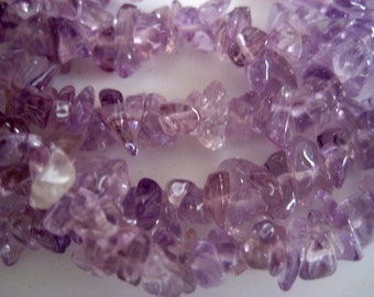 Amethyst Chips, Wholesale Gemstone Beads, 5 Strands, Gemstone Chips, 36 Inches Each, Chip Size 5mm To 7mm Approx