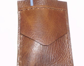 Brown vintage Leather Pocket Protector sleeve small