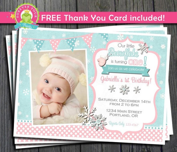 Winter Onederland Invitation / Winter Wonderland Invitation / Winter Onederland Invite / First Birthday / 1st Birthday Il_570xn