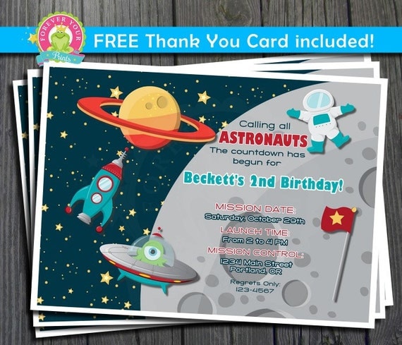 Space Birthday Invitation / Outer Space Party Invite / Outer Space Birthday / Outer Space Invitation / Birthday Invitation Il_570xn