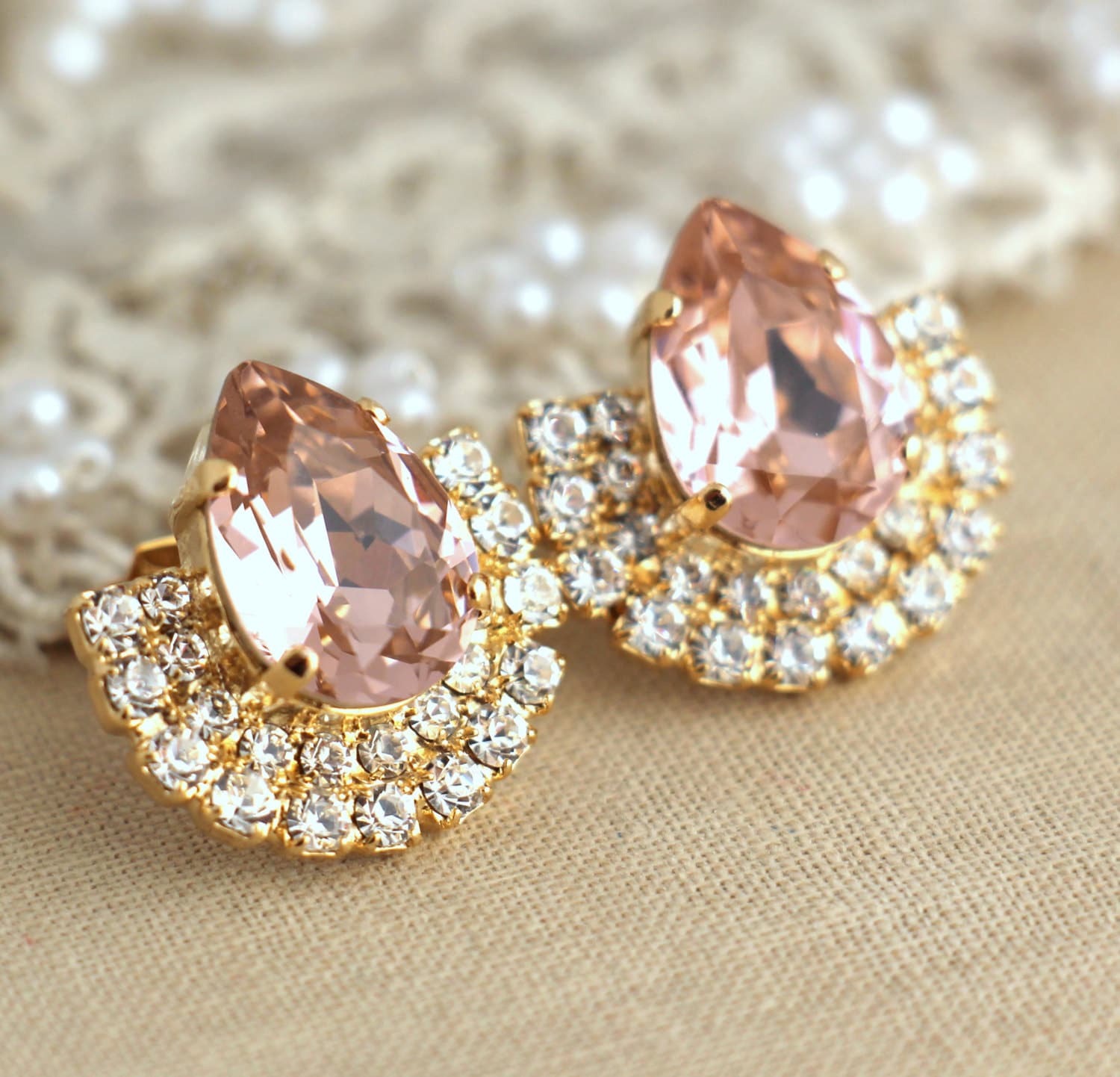 Pink Blush Earrings Light Pink Crystal Swarovski Earrings