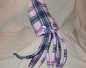Made to Order Madalyn the Pink and Black Plaid Fleece Cuddlefish Stuffed Animal Plush Cuttlefish