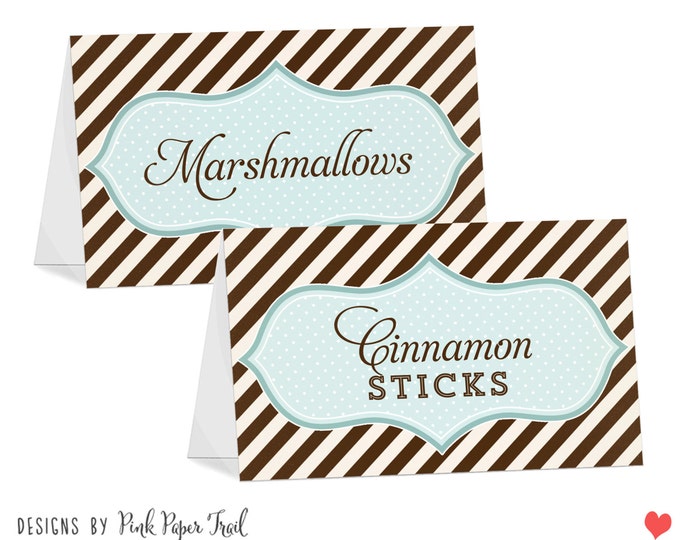Hot Cocoa / Hot Chocolate Bar Ingredients Tent Cards, I will customize for you, Print your own
