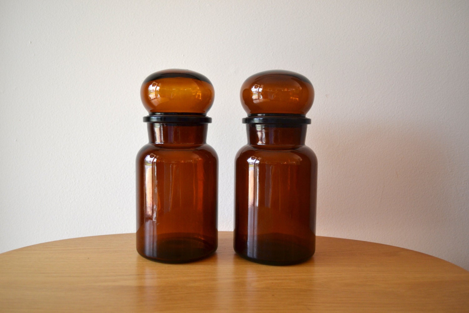 Vintage Belgian Brown Glass Apothecary Jars