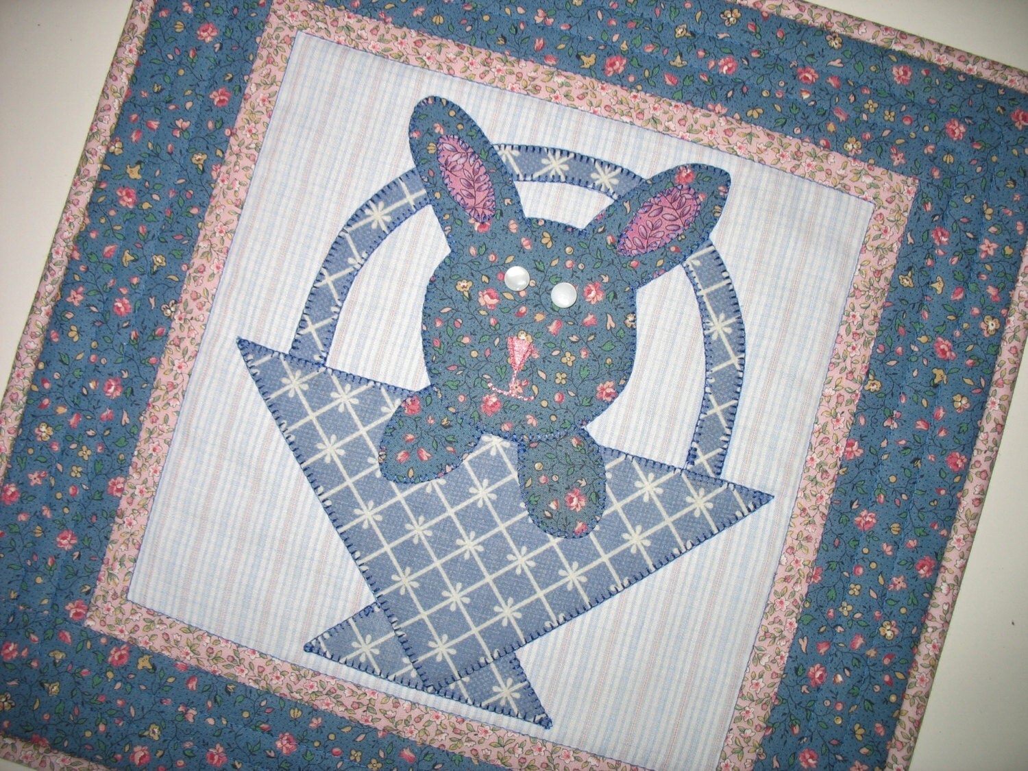 Bunny Wall Hanging or Table Topper applique by PicketFenceFabric