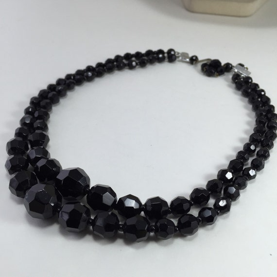 Necklace Black Onyx Glass West Germany Choker two by ravished