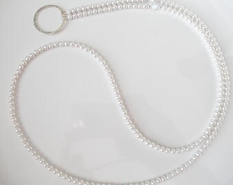 Essential White Swarovski Pearl Eyeglass Lanyard Necklace Glasses Holder, Pearl Glasses Chain, Sunglasses Chain, Reading Glasses Necklace