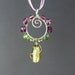 Purple green necklace, silver plated olive and lavender glass beaded jewelry