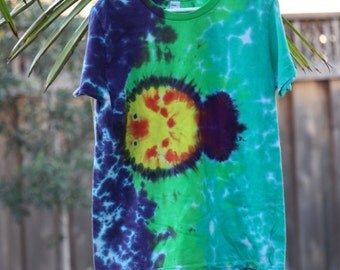 Tie dye shirt, Youth size 6,  American Apparel, Organic Cotton,  Sustainable cotton, Hand dyed, made in California