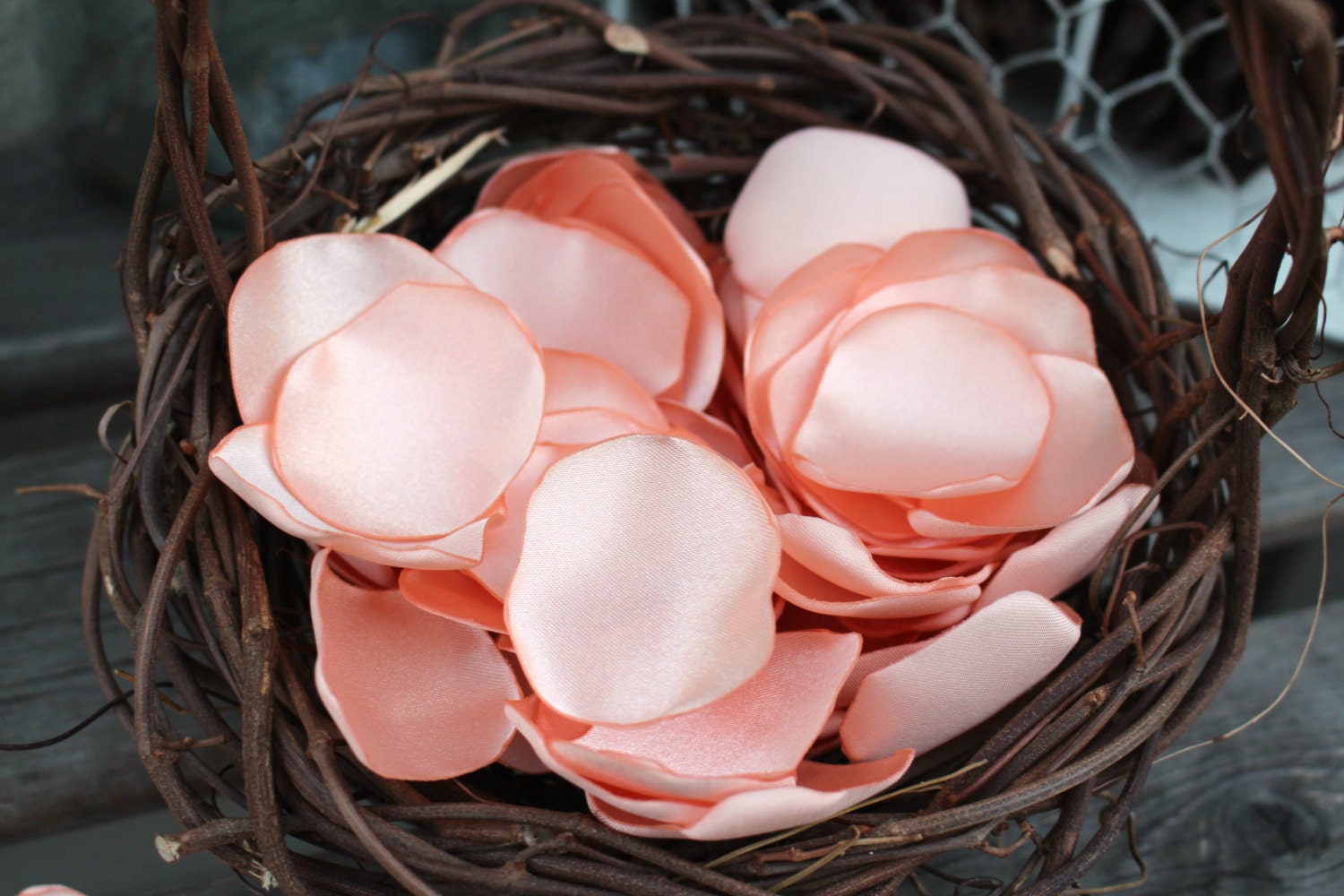 Beautiful Peach satin rose petals you choose quantity