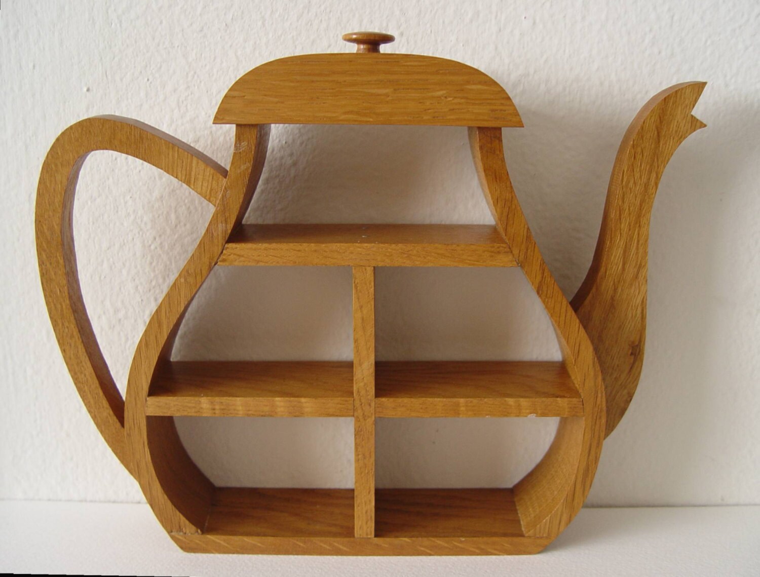 Vintage TEAPOT SMALL Wood Curio Knick Knack SHELF by calicoartist