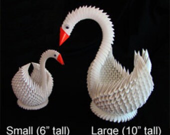 Small 3D Origami Swan Kit: approx 6" tall; 500 pieces white paper