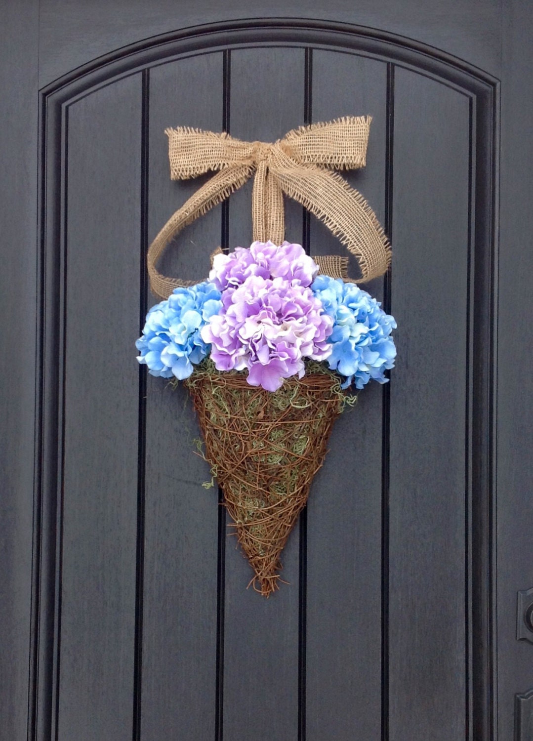 Spring Wreath Summer Grapevine Door Basket by AnExtraordinaryGift