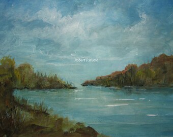Print Of Original Acrylic Landscape Painting, acrylic landscape, art print, scenic painting, landscape painting, water landscape