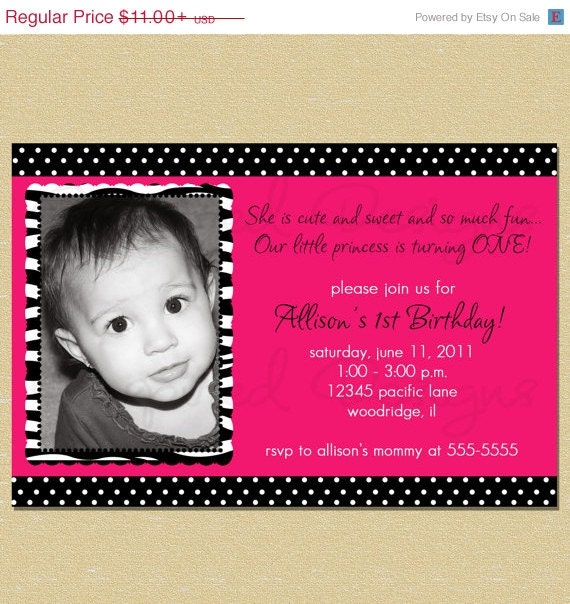 ON SALE Girly Hot Pink & Zebra Birthday Invitation - Any Age Il_570xn
