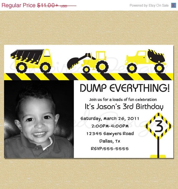 ON SALE Under Construction Birthday Invitation - Boy - All Ages Il_570xn