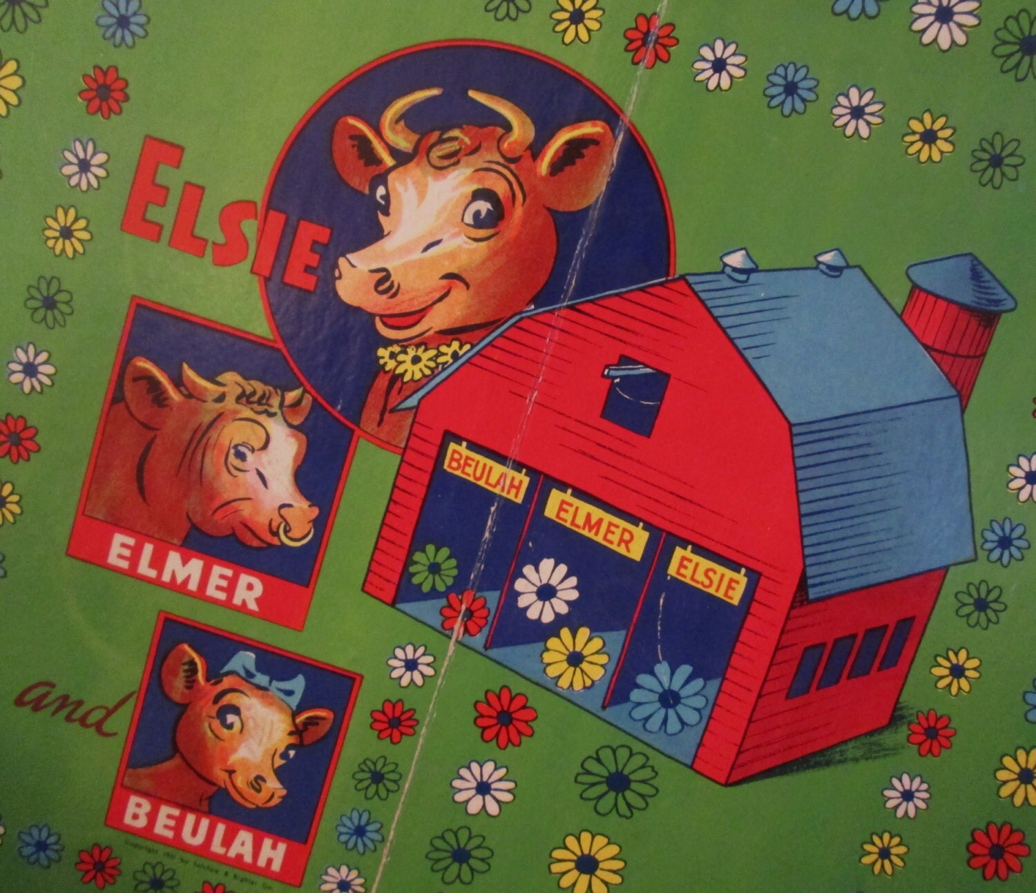 1941 Elsie The Cow Game Board. Bordon Products. Selchow