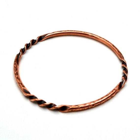 Twisted Copper Wire Fabricated Bangle Bracelet