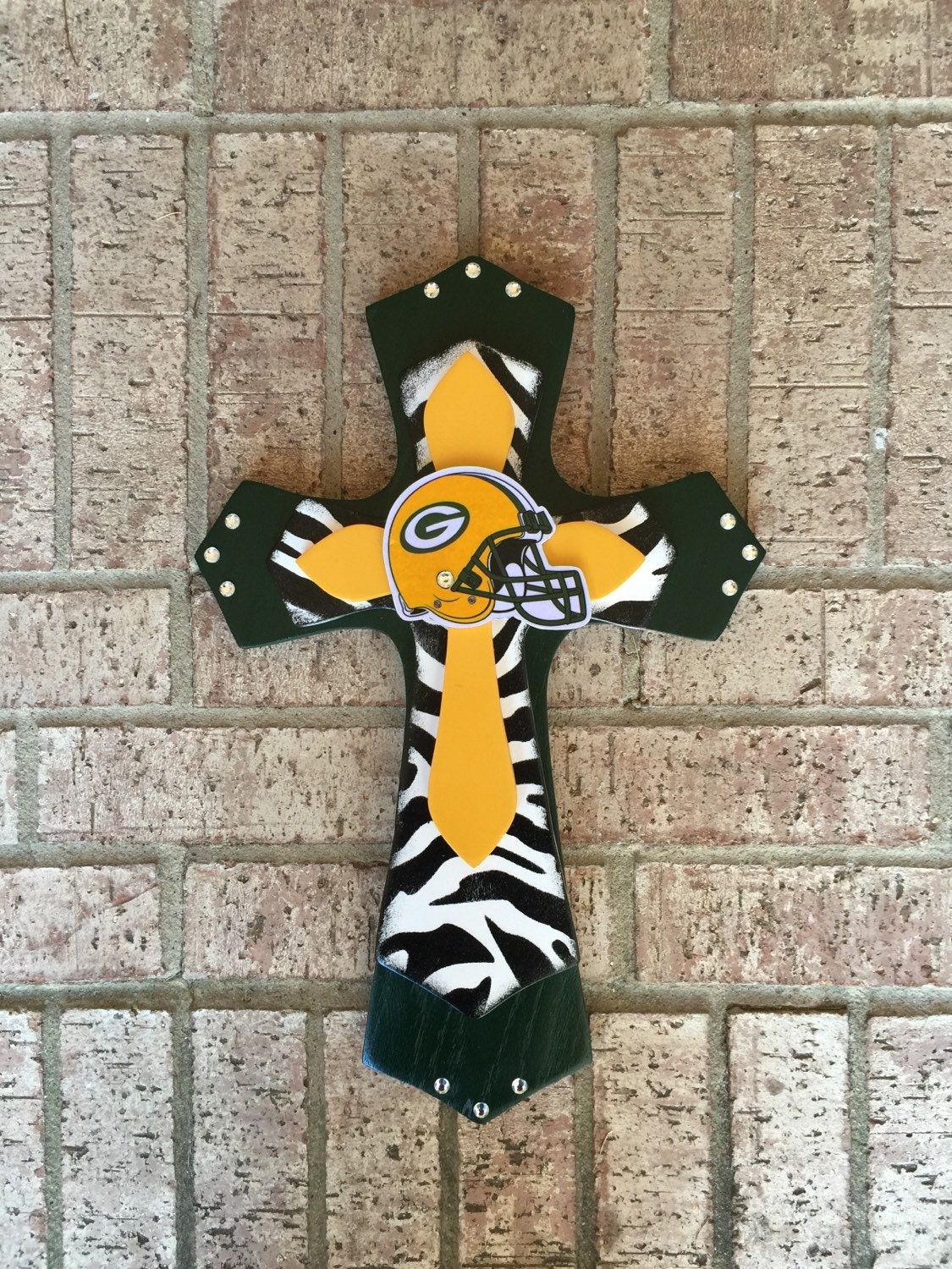Green Bay Packers Theme Wood Cross by SignsBYDebbieHess on 