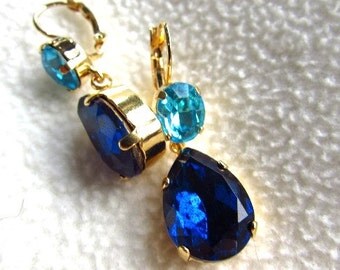 De Cavalier Blue crystal earrings 375