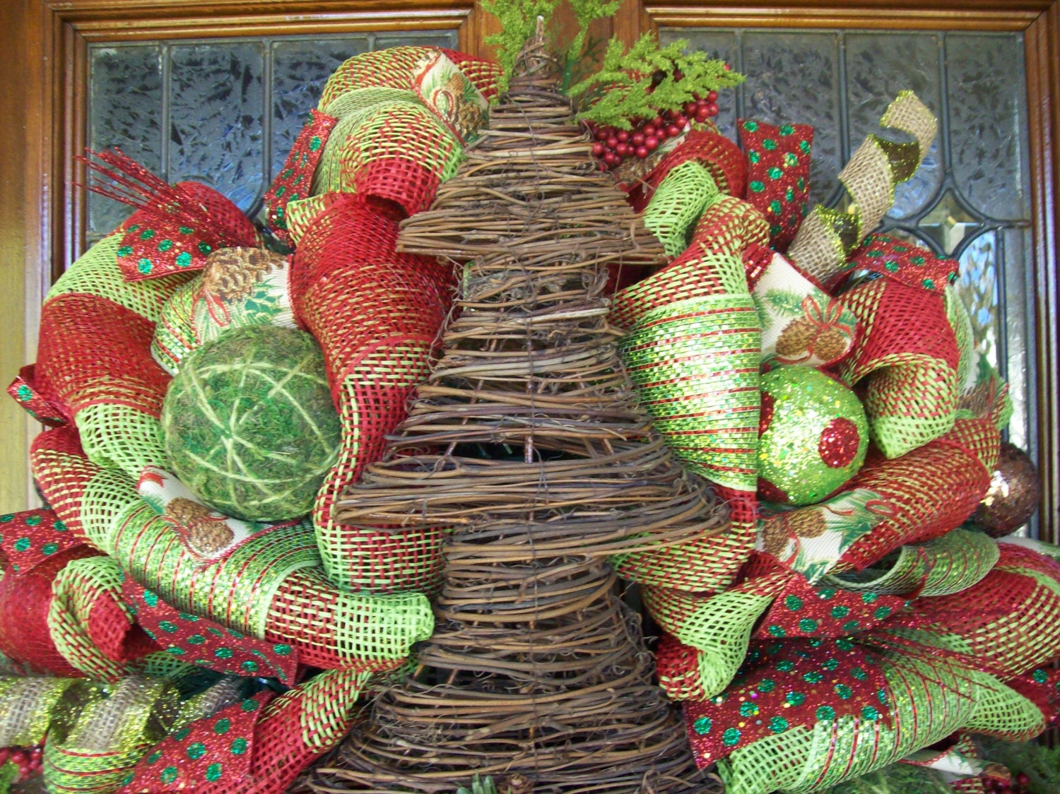 Wicker Tree Christmas Wreath