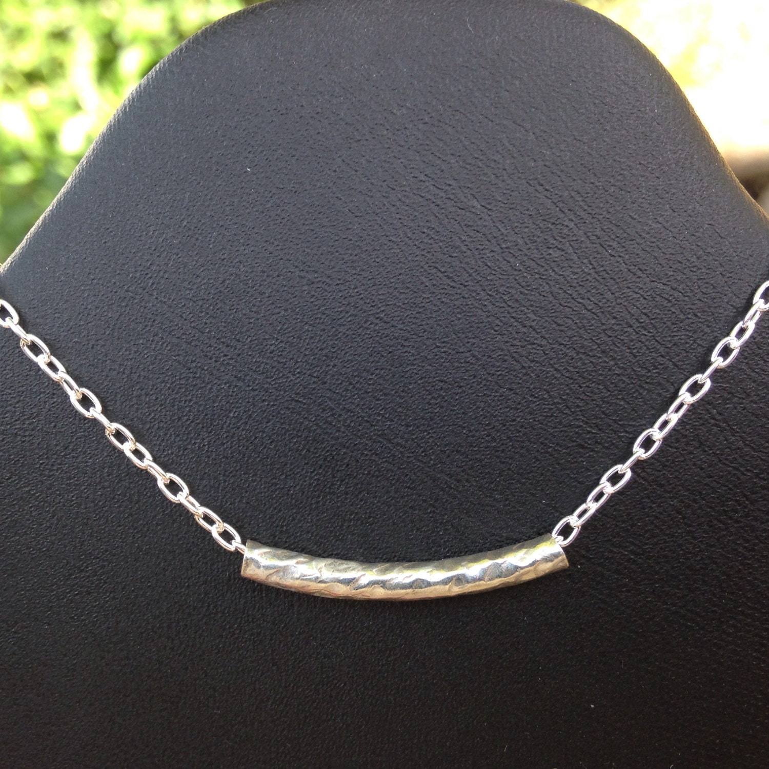 Sterling Silver Hammered Tube Necklace. by itsybitsybetsyboutiq