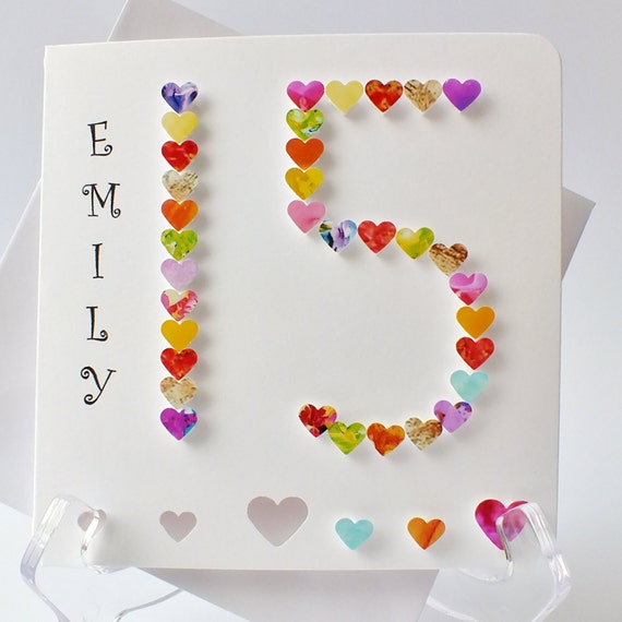 Handmade 3D 15th Birthday Card Personalised 15th by CardsbyGaynor