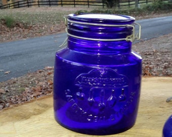 Cobalt Canister Early Century Canning Jar Stunning