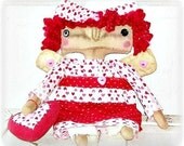 HANDMADE Primitive Folk Art Raggedy Angel Annie Doll Heart Mothers Day
