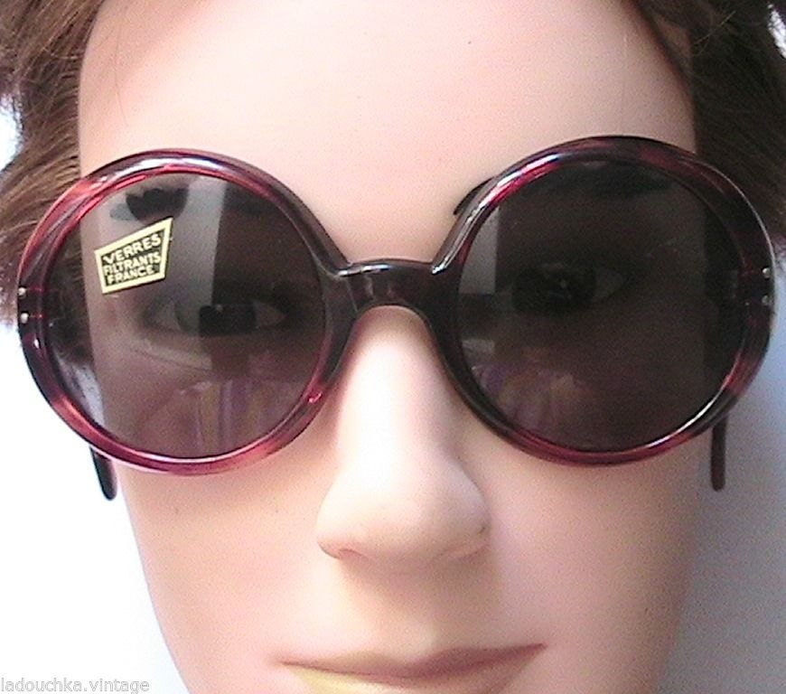 French 1960s Men Tortoise Round Sunglasses Groovy Hippie Glass Lenses Made In France New