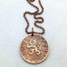 Lion necklace - Antique 1947 Czechoslovakia COIN NECKLACE - ornate rampant LION - 50 haleru - wheat sheaves - slovak shield - linden branch