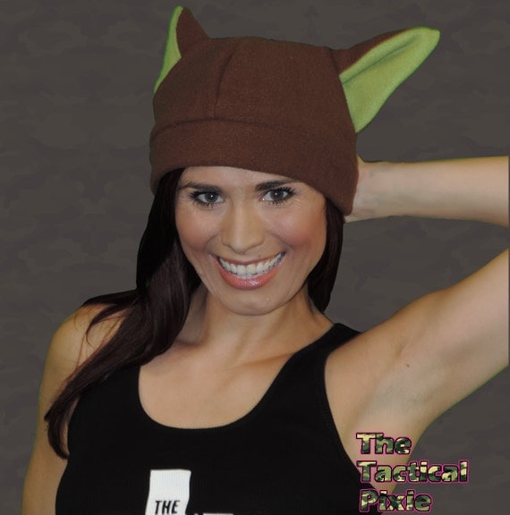 Brown fleece Beanie with ears adult brown fleece beanie