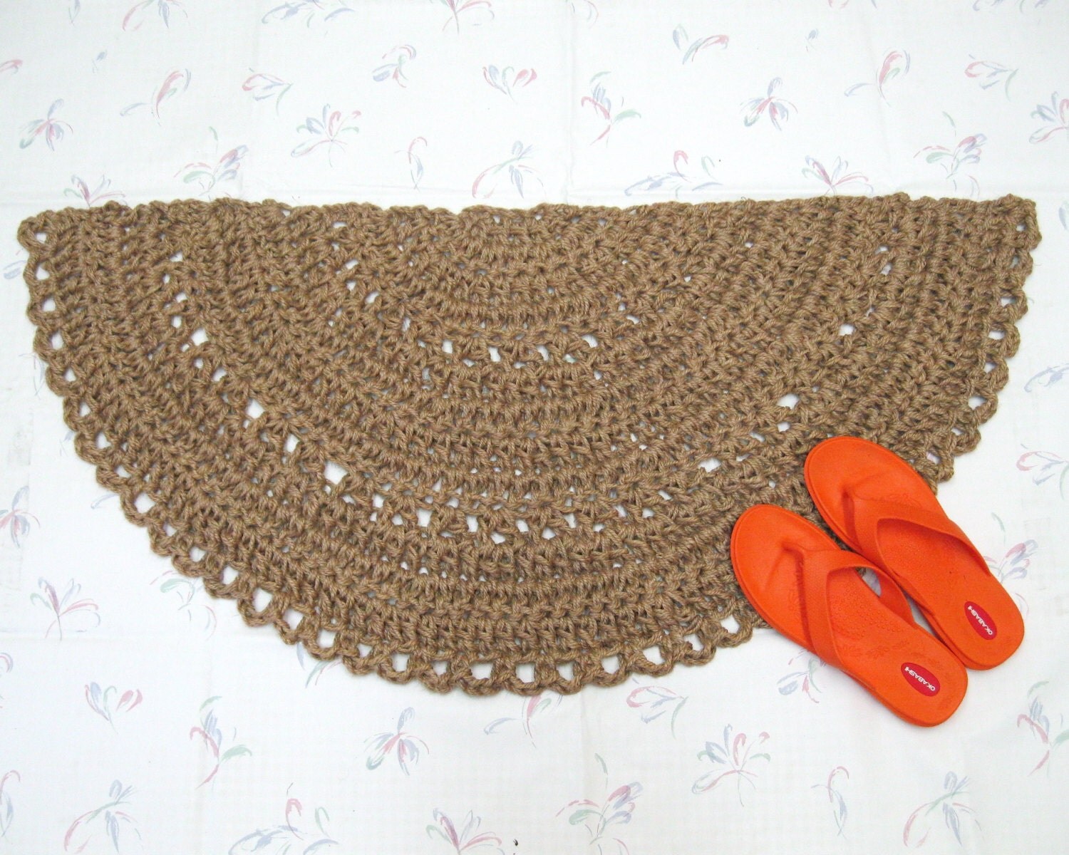 Jute Slice Rug Half Circle Rug Kitchen Mat by Exotiflora