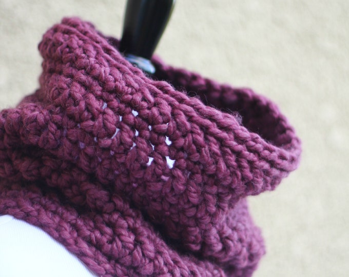 Chunky crochet cowl mothers day gift scarf plum purple crochet neckwarmer chunky cowl