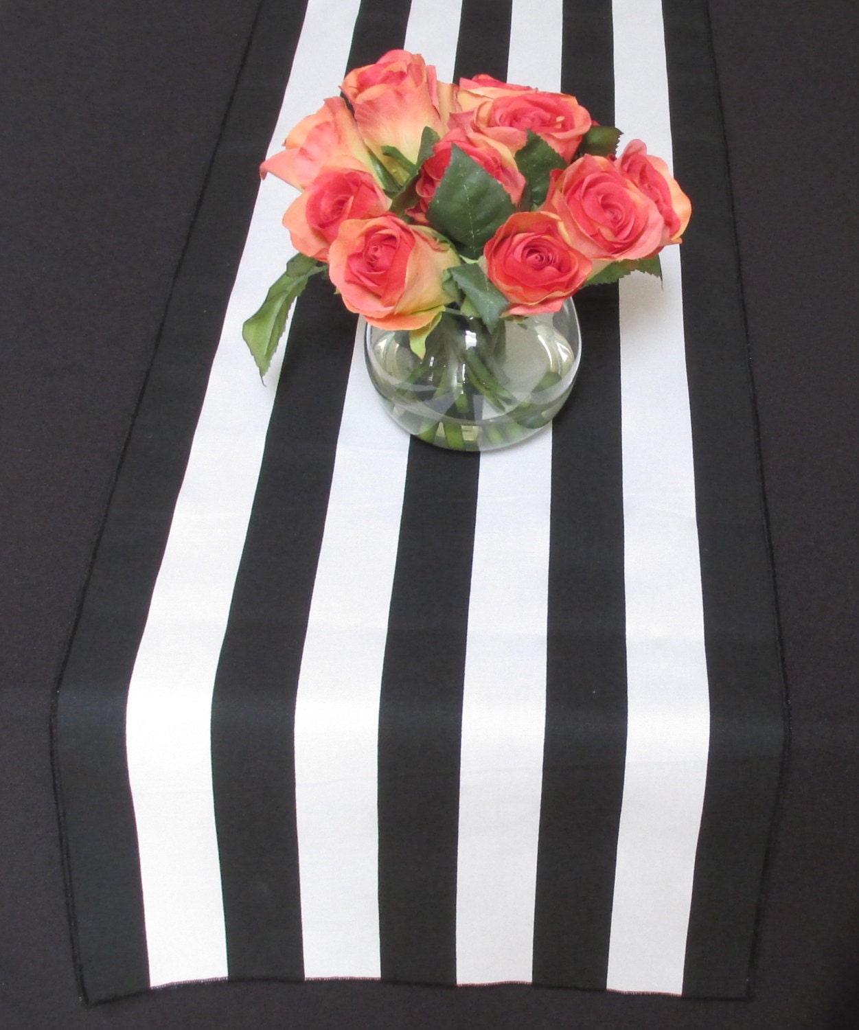 Black and White Striped Table Runner Wedding Table Runner