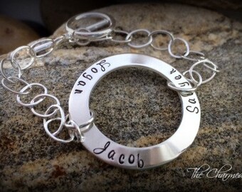 Stacking Name Ring Hand Stamped Mother's Ring by thecharmedwife