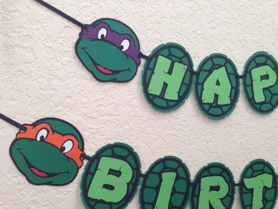 Turtles inspired Happy Birthday banner Ninja Turtles by NiuDesigns