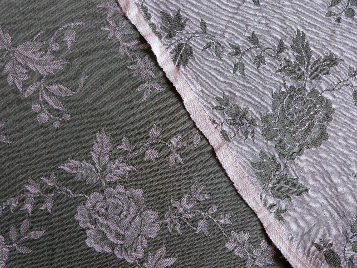 Vintage linen mattress ticking French ticking fabric grey