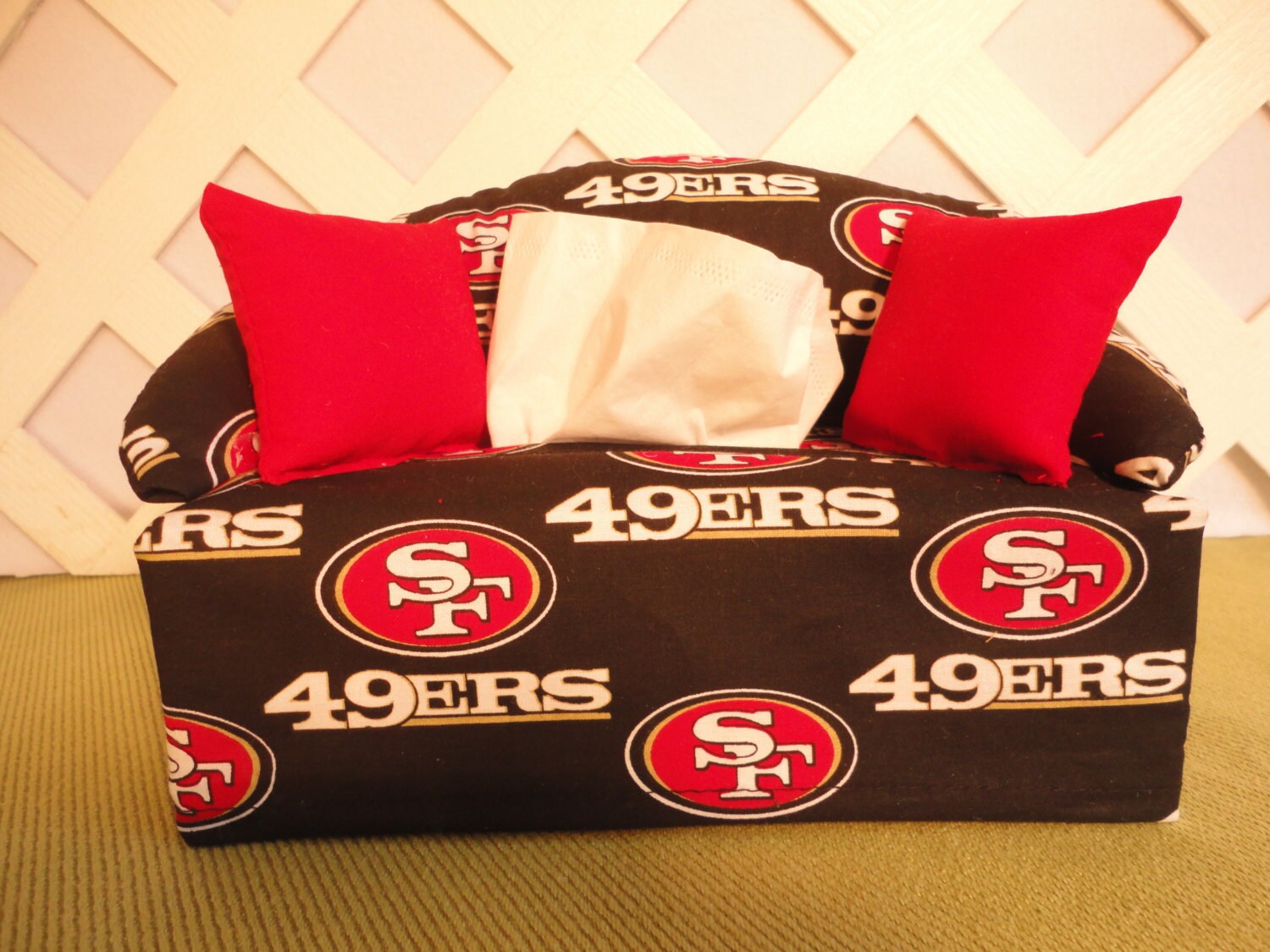 San Francisco 49ers Tissue Box Cover in Sofa Shape Red and